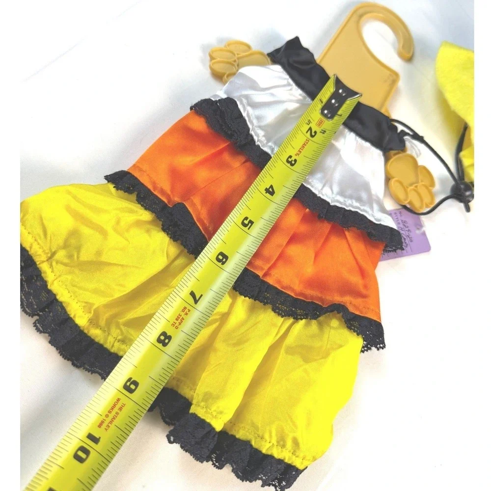 Pet Halloween Costume XS Candy Corn Witch Dress Hat Set with hangar NWT